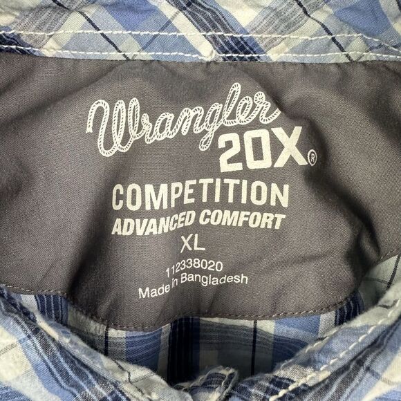 Wrangler 20X Competition Shirt Mens XL Plaid Pearl Snap Flip Cuff Western Rodeo - Picture 13 of 13